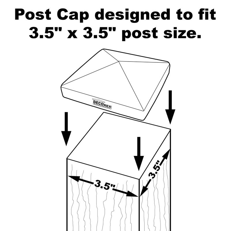 Decorex Hardware 3.5"" x 3.5"" Solid Copper Pyramid Post Cap for True/Actual 3.5"" x 3.5"" Wood Posts (Works ONLY with Actual 3.5"" x 3.5"" Posts. Will NOT Work with Actual 4"" x 4"" Posts) - Image 4